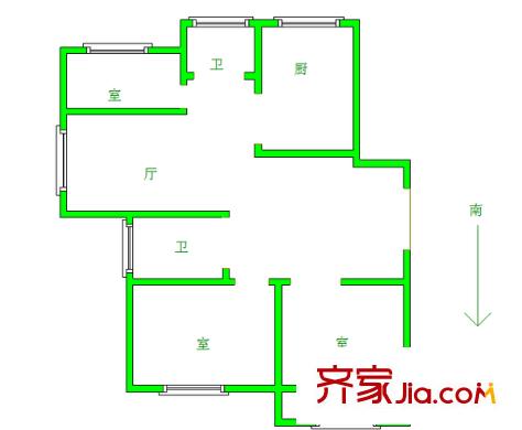龍?bào)椿ㄔ窇粜蛨D戶型圖 3室 3室2廳2衛(wèi)1廚