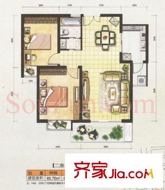 云河灣戶型圖戶型圖 2室 2室2廳1衛(wèi)1廚