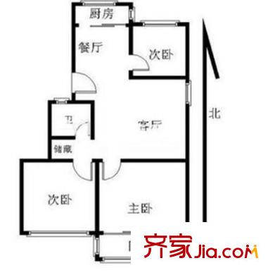 新牡丹里戶型圖戶型圖 3室 3室2廳1衛(wèi)1廚