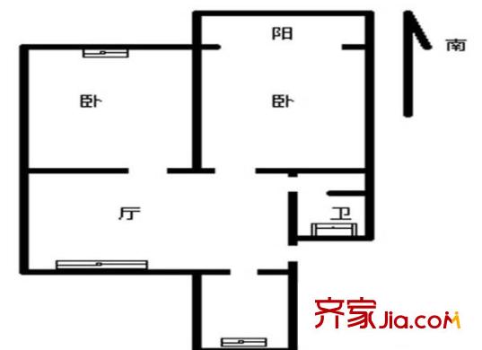 仙林新村戶型圖戶型圖 2室 2室1廳1衛(wèi)1廚