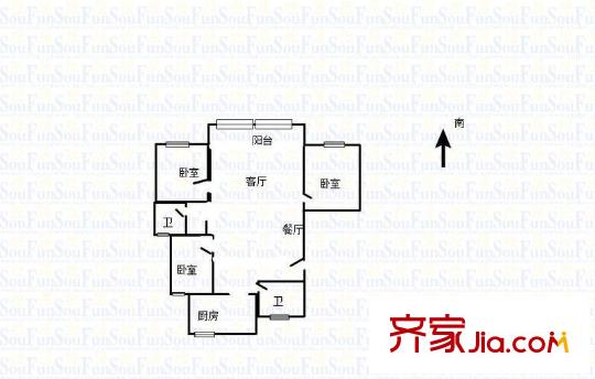 石城家園戶型圖戶型圖 3室 3室2廳2衛(wèi)1廚