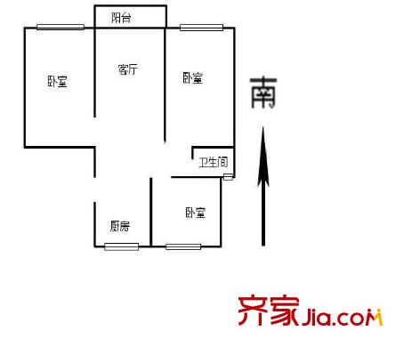 仙林新村戶型圖戶型圖 3室 3室1廳1衛(wèi)1廚