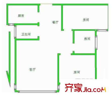 萬和源居戶型圖戶型圖 3室 3室2廳1衛(wèi)1廚