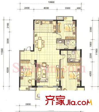 萬達(dá)華府戶型圖戶型圖 3室 3室2廳2衛(wèi)1廚