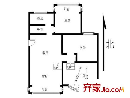 裕華名居城戶型圖 戶型圖 3室 3室1廳1衛(wèi)1廚