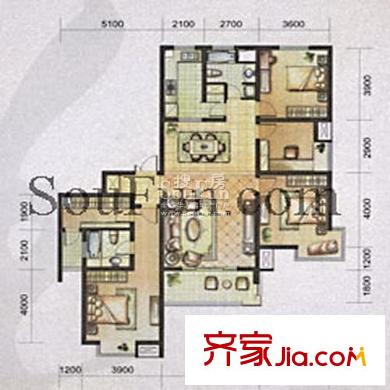 鳳凰和鳴苑戶型圖戶型圖 4室 4室2廳2衛(wèi)1廚