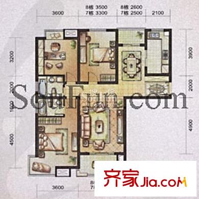 鳳凰和鳴苑戶型圖戶型圖 3室 3室2廳1衛(wèi)1廚