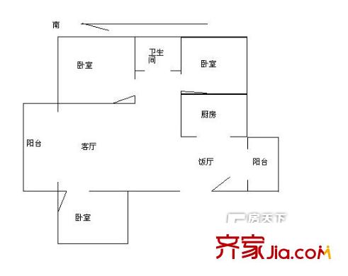 鳳凰和鳴苑戶型圖戶型圖 3室 3室2廳1衛(wèi)1廚