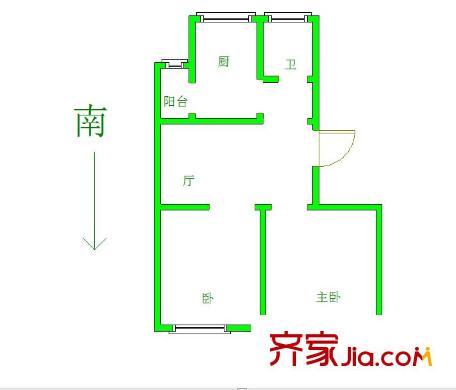 古平崗住宅戶型圖戶型圖 2室 2室1廳1衛(wèi)1廚