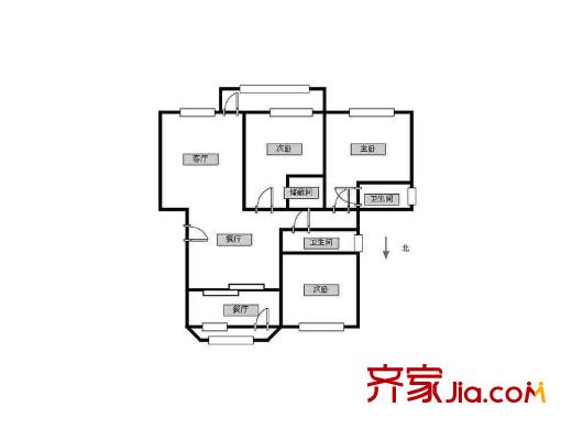 古平崗住宅戶型圖戶型圖 3室 3室2廳1衛(wèi)1廚