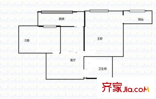 古平崗住宅戶型圖戶型圖2室 2室1廳1衛(wèi)1廚