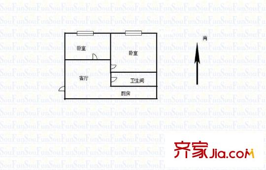 古平崗住宅戶型圖 戶型圖 2室 2室2廳1衛(wèi)1廚