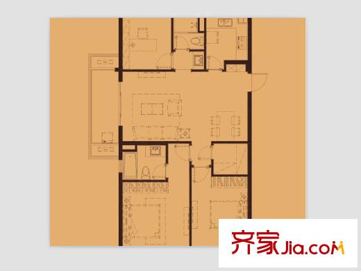 萬科金色領(lǐng)域戶型圖三期8、15、17、18幢標(biāo)準(zhǔn)層B4戶型圖 3室2廳2衛(wèi)1廚
