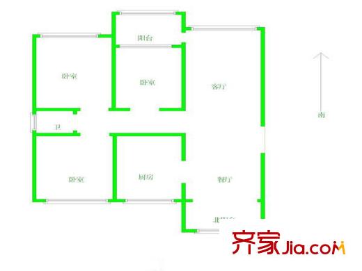 匯景新苑戶型圖戶型圖 3室 3室2廳1衛(wèi)1廚