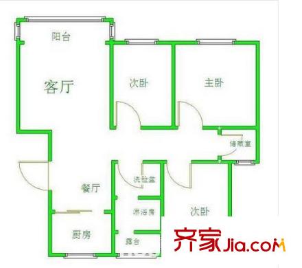 匯景新苑戶型圖戶型圖 3室 3室2廳1衛(wèi)1廚