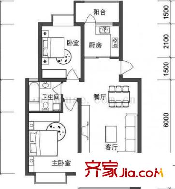 紫鑫中華廣場戶型圖戶型圖 2室 2室2廳1衛(wèi)1廚