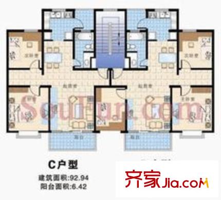 興都花園戶型圖C、D戶型 2室2廳