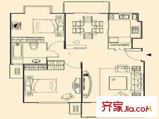 東寶花園戶型圖戶型圖 2室 2室2廳1衛(wèi)1廚