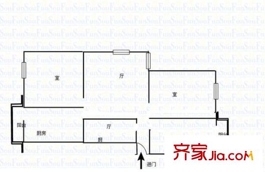 仙鶴山莊戶型圖戶型圖 3室 3室2廳1衛(wèi)1廚
