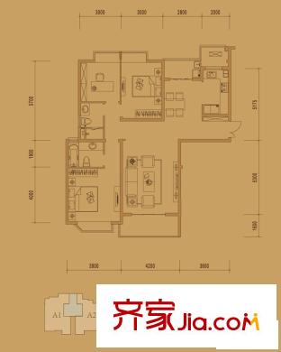 御江金城戶型圖戶型圖 3室 3室2廳2衛(wèi)1廚