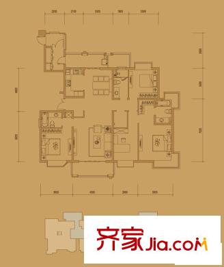 御江金城戶型圖10、11號(hào)樓標(biāo)準(zhǔn)層F2戶型 4室2廳3衛(wèi)