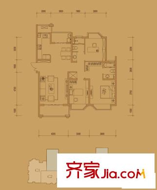 御江金城戶型圖10、11號(hào)樓標(biāo)準(zhǔn)層C3戶型 3室2廳2衛(wèi)