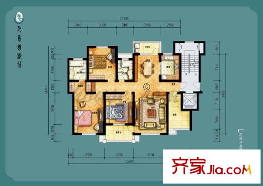 九島夢都城戶型圖戶型圖 3室 3室2廳2衛(wèi)1廚