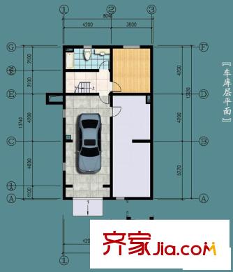 九島夢都城戶型圖008一期B型聯(lián)排端頭戶型車庫 