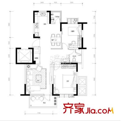 天正湖濱花園戶型圖 戶型圖  2室 2室2廳1衛(wèi)1廚