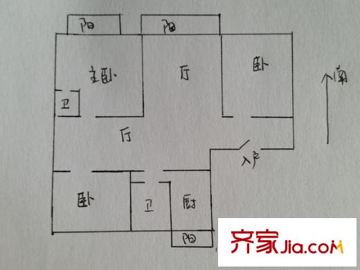 江南文樞苑戶型圖戶型圖 3室 3室2廳2衛(wèi)1廚