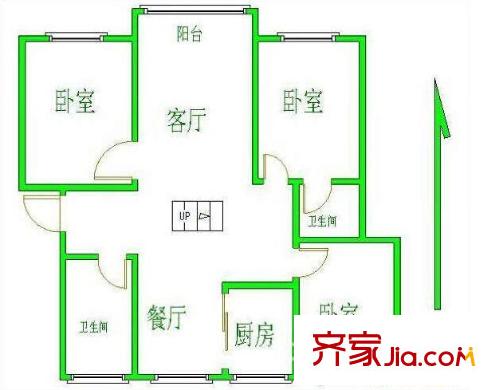 江南文樞苑戶型圖戶型圖 3室 3室2廳2衛(wèi)1廚