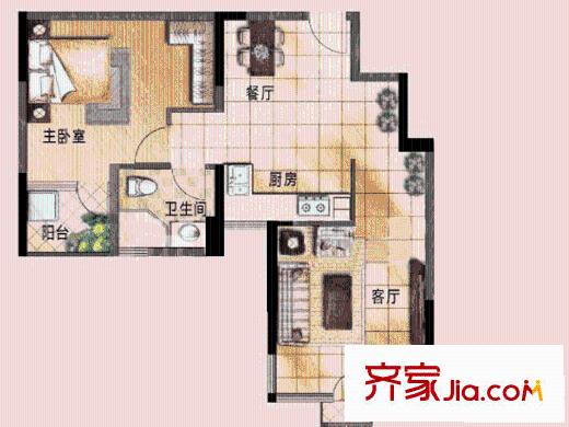 天水濱江花園戶型圖 戶型圖 1室 1室2廳1衛(wèi)
