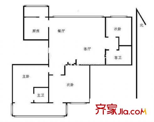 天水濱江花園戶型圖 戶型圖 3室 3室2廳2衛(wèi)1廚