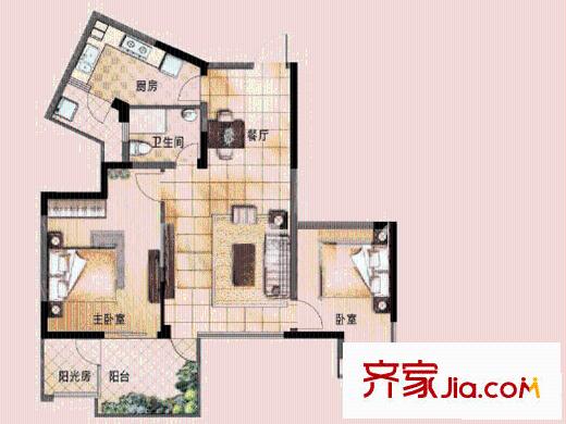 天水濱江花園戶型圖 戶型圖 2室 2室2廳1衛(wèi)