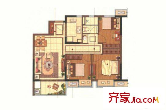 中海萬錦熙岸二期20、21幢標(biāo)準(zhǔn)層B1戶型 3室2廳1衛(wèi)1廚