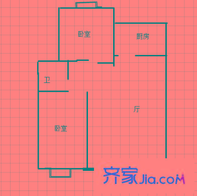 中南麒麟錦城戶型圖戶型圖 2室 2室2廳1衛(wèi)1廚