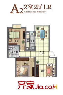天鵝湖花園戶型圖戶型圖 2室 2室2廳1衛(wèi)1廚