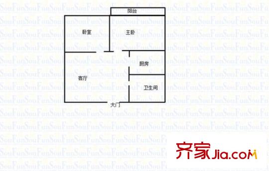 康橋圣菲戶型圖戶型圖 2室 2室1廳1衛(wèi)1廚