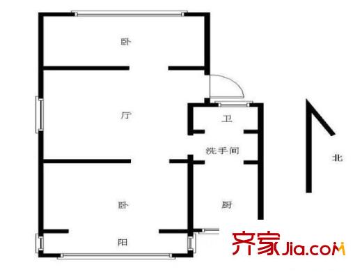 虹苑新寓戶型圖戶型圖  2室 2室1廳1衛(wèi)1廚