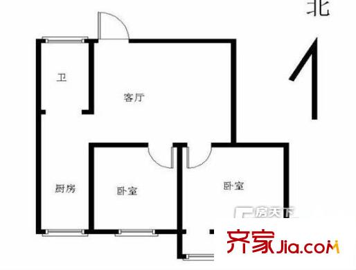 虹苑新寓戶型圖戶型圖 2室 2室1廳1衛(wèi)1廚