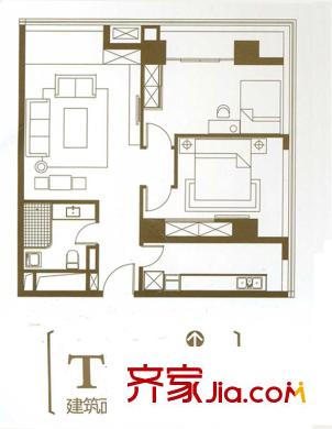 城市之光國(guó)際公寓戶型圖戶型圖 2室 2室2廳1衛(wèi)1廚