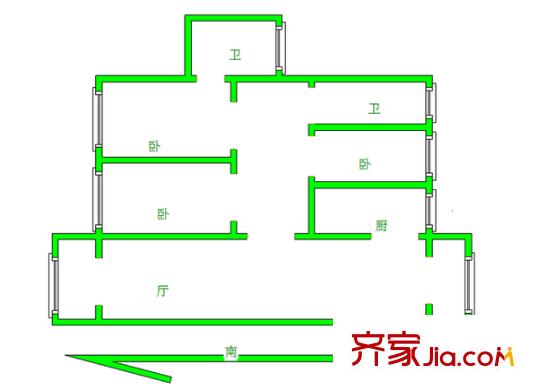旭日景城戶型圖戶型圖 3室 3室2廳2衛(wèi)1廚