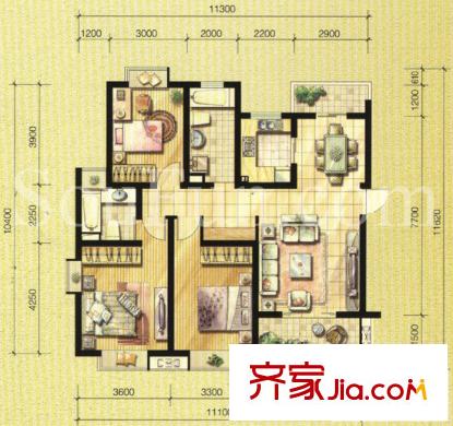 旭日景城戶(hù)型圖戶(hù)型圖 3室 3室2廳2衛(wèi)1廚
