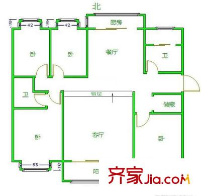 同曦鳴城藝術家園戶型圖戶型圖 4室 4室2廳1衛(wèi)2廚