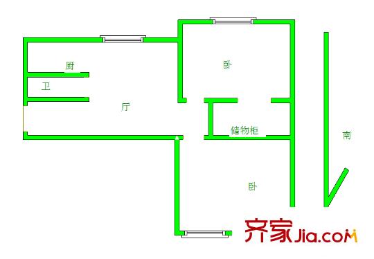 小市新村戶型圖戶型圖 2室 2室1廳1衛(wèi)1廚