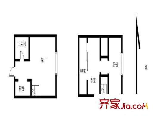 潤花園戶型圖戶型圖  2室 2室1廳1衛(wèi)1廚