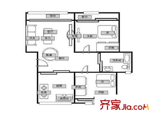 美達(dá)淺草明苑戶型圖戶型圖2室 2室1廳1衛(wèi)