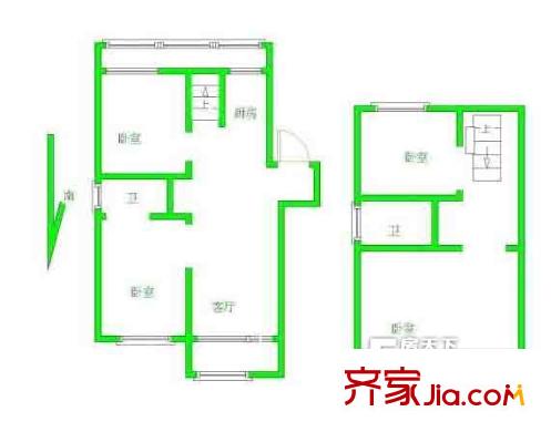 奧體新城清竹園戶型圖 戶型圖 4室 4室2廳2衛(wèi)1廚