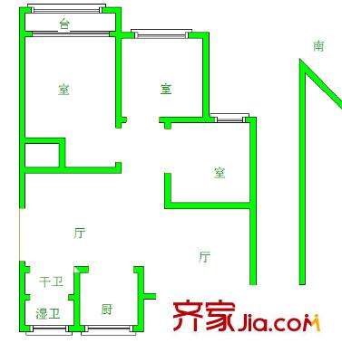 恒隆花園戶型圖戶型圖 3室 3室2廳2衛(wèi)1廚