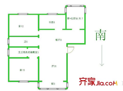 四平苑戶型圖戶型圖 3室 3室1廳1衛(wèi)1廚